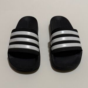 adidas Kids Black and White Slide Sandals